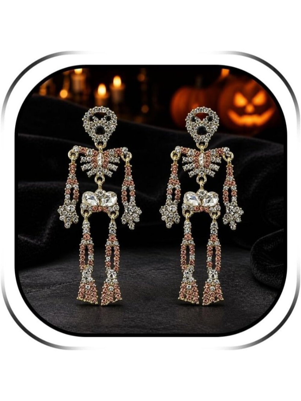 Women's White Skull Dangle Gothic Seasonal Halloween Stylish Skeleton Earrings